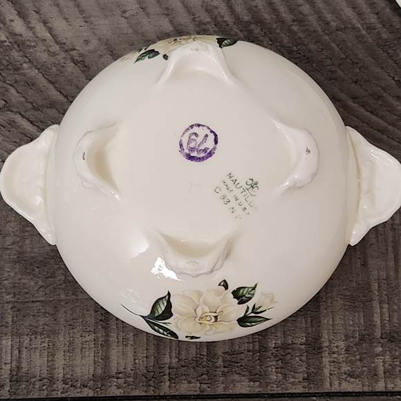 Vintage Homer Laughlin Nautilus Grey Gardenia Footed Sugar Bowl Lid Creamer Set - Picture 12 of 13